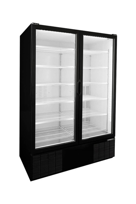 Habco - 54" Black Refrigerator w/ 2 Swing Glass Doors - ESM49HCTD