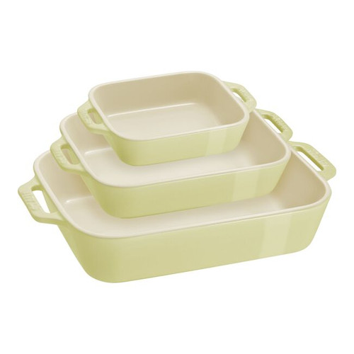 Staub - Macaron Light Green 3 Pc Ceramic Rectangular Baking Dish Set - 1025101
