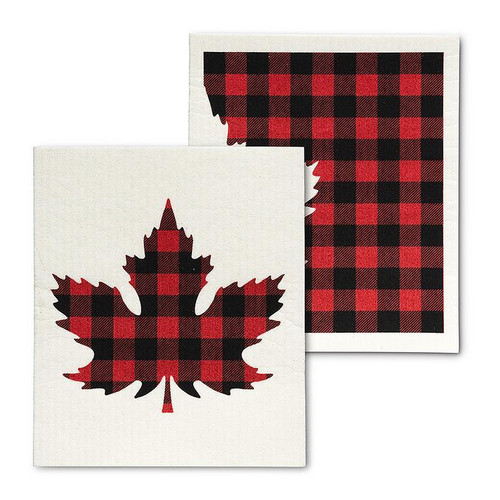 Abbott - Buffalo Check maple Leaf Dishcloths Set of 2