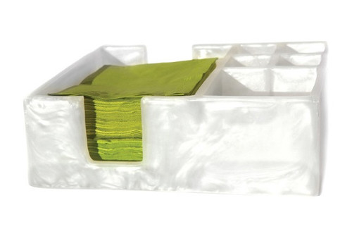 Kenny Mack - 10.25" x 6.5" x 4" Shell Carved Coffee Break Napkin/Straw Holder - KMK1015SH