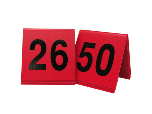 Cal Mil - 3" x 3" Red/Black #26-50 Double-Sided Table Number Tents - 2261