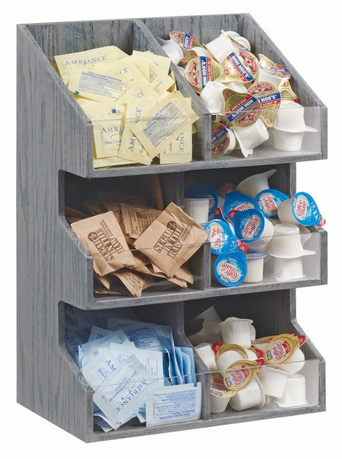 Cal Mil - 10.5" Ashwood 6 Section 3 Tier Condiment Organizer - 205483