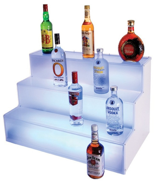 Cal Mil - 30" Frost Acrylic 3 Tier Lighted Bottle Display - LQ31
