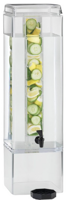 Cal Mil - 3 Gallon Classic Square Acrylic Beverage Dispenser W/ Infusion Chamber & Base - 11123AINF