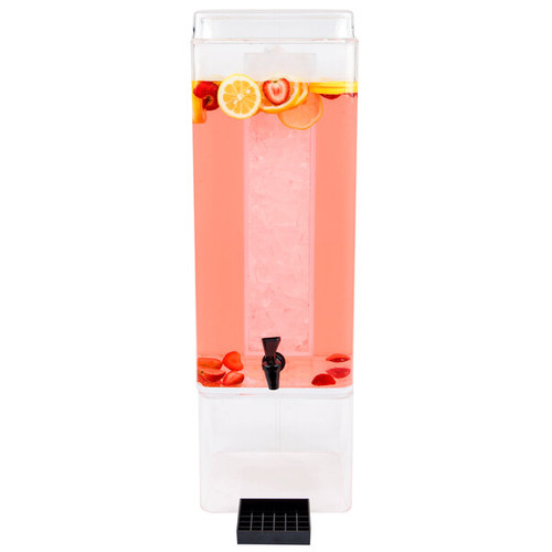 Cal Mil - 5 Gallon Square Acrylic Beverage Dispenser W/ Ice Chamber & Base - 11125A
