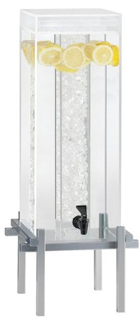 Cal Mil - 5 Gallon One by One Silver Beverage Dispenser W/ Ice Chamber & Base - 1132574