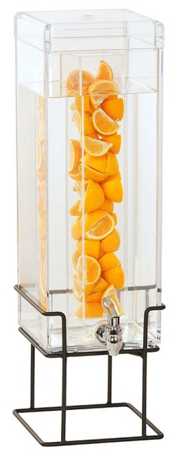 Cal Mil - 3 Gallon Mid-Century Black Square Beverage Dispenser W/ Infusion Chamber & Base - 220023inf13