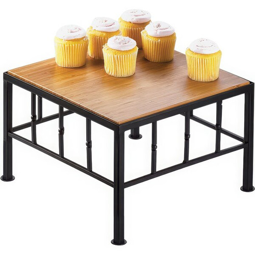 Cal Mil - 12" x 7" Iron Square Riser W/ Bamboo Top - 1711760