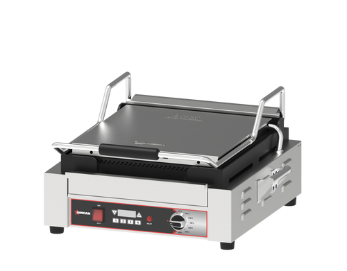 Omcan - 14" x 14" Single Panini Grill w/ Grooved Plates - 48588
