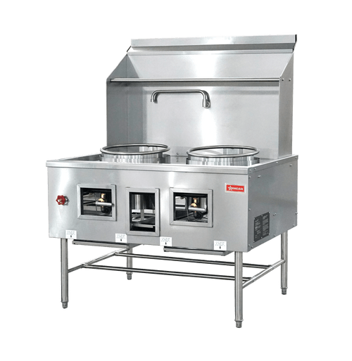 Omcan - Natural Gas Wok Range w/ Two 16" Rings - 48671