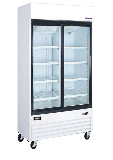 Omcan - 40" White Refrigerator w/ 2 Sliding Glass Doors - 50127