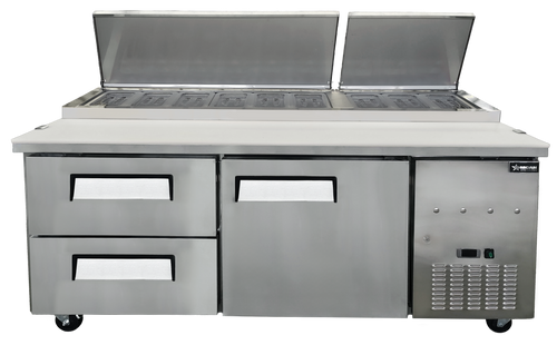 Omcan - 71" Refrigerated Pizza Prep Table w/ 2 Drawers & 1 Door - 49298