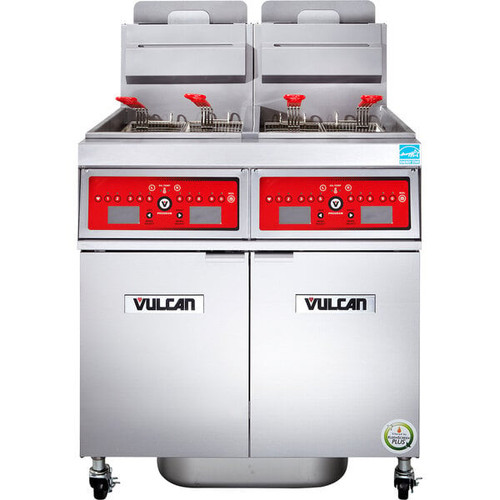 Vulcan - TR Series 140 lb PowerFry3 Natural Gas Floor Fryer w/ Computer Controls, 2 Tanks & KleenScreen Filtration - 2TR65CF