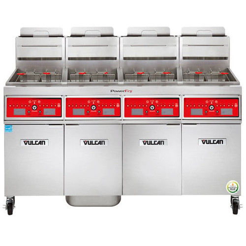 Vulcan - TR Series 280 lb PowerFry3 Natural Gas Floor Fryer w/ Computer Controls, 4 Tanks & KleenScreen Filtration - 4TR65CF