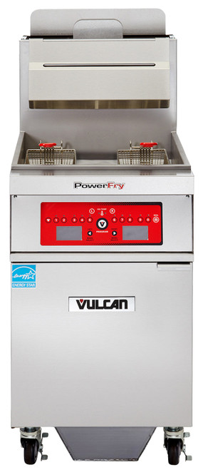 Vulcan - TR Series 90 lb PowerFry3 Liquid Propane Floor Fryer w/ Computer Controls & KleenScreen Filtration -1TR85CF