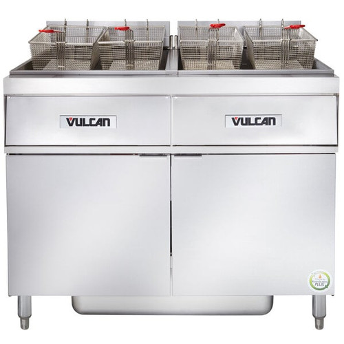 Vulcan - ER Series 170 lb Electric Floor Fryer w/ Analog Controls, 2 Tanks, KleenScreen Filtration & 208V - 2ER85AF-1
