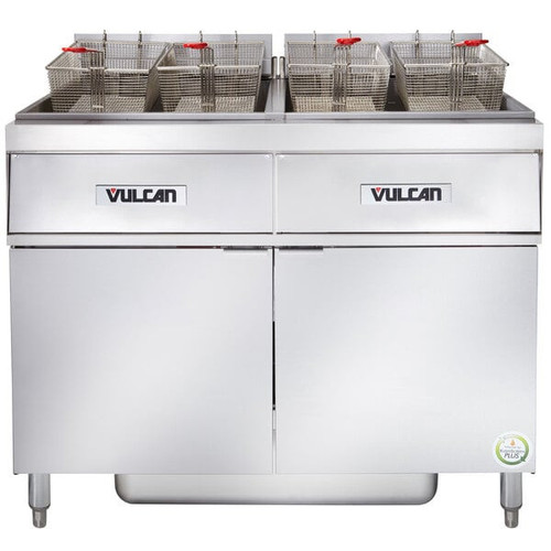 Vulcan - ER Series 170 lb Electric Floor Fryer w/ Analog Controls, 2 Tanks, KleenScreen Filtration & 480V - 2ER85AF-2