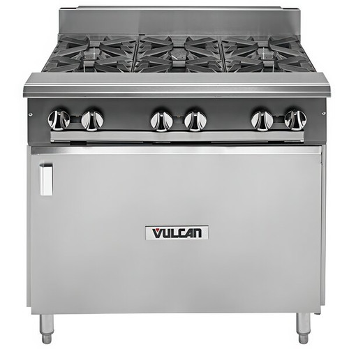 Vulcan - V Series 36" Liquid Propane Range w/ 6 Burners & Cabinet Base - V6B36B