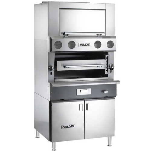 Vulcan - V Series 36" Liquid Propane Ceramic Upright Broiler w/ Finishing Oven & Cabinet Base - VBB1BF