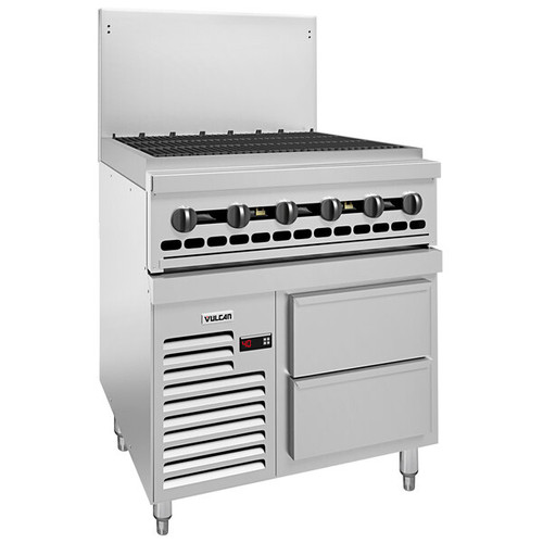 Vulcan - Endurance 36" Natural Gas Range w/ Charbroiler & Refrigerated Base - 36R-36CBN