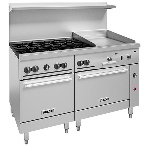 Vulcan - Endurance 60" Natural Gas Range w/ 6 Burners, 24" Griddle & 2 Ovens - 60SS-6B24GTN