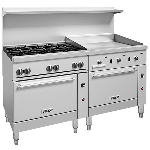 Vulcan - Endurance 72" Liquid Propane Range w/ 6 Burners, 36" Griddle & 1 Standard & Convection Oven - 72SC-6B36GTP