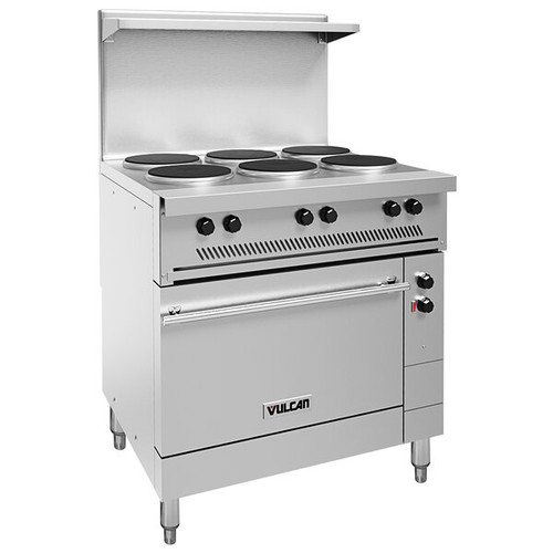 Vulcan - EV Series 36" Electric Range 208V w/ 6 French Plates & Oven - EV36S-6FP-208