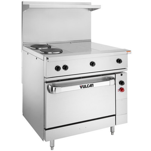 Vulcan - EV Series 36" Electric Range 240V w/ 2 French Plates, 2 Hot Tops & Oven - EV36S-2FP2HT-240
