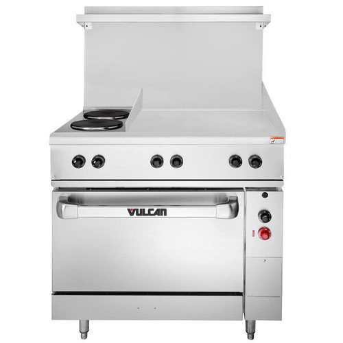 Vulcan - EV Series 36" Electric Range 240V w/ 2 French Plates, 24" Griddle & Oven - EV36S-2FP24G-240