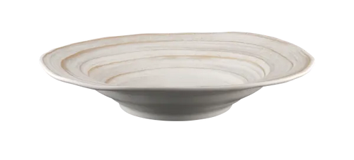 Elite Global Solutions - Della Terra Stoneware 3.5 Qt Off White Design Irregular Round Serving Bowl (3 Per Case) - M16BST-OWD