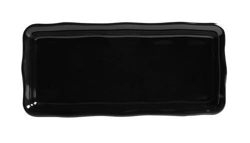 Elite Global Solutions - Edge 14" x 6.5" Black Rectangular Organic Tray (6 Per Case) - M614-B
