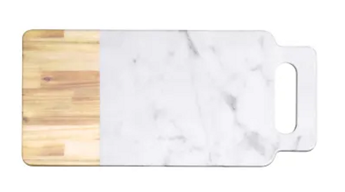 Elite Global Solutions - Sierra 15" x 7" Alderwood Carrara Marble Rectangular Serving Board (6 Per Case) - M715RCM-AWC