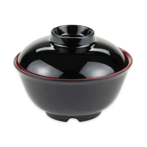 G.E.T - Fuji 12 oz Black & Red Two-Tone Bowl W/ Lid (12 Per Case) - B-123-F