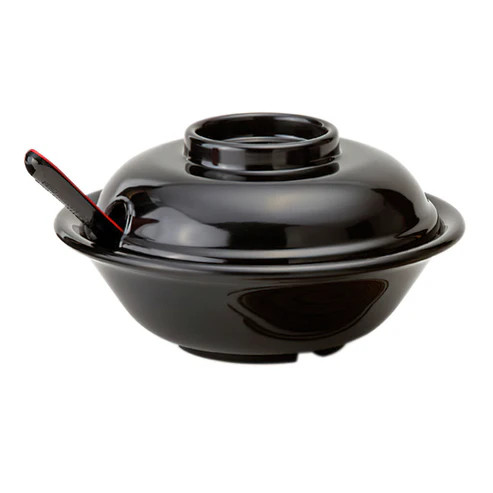 G.E.T - Fuji 16 oz Black & Red Two-Tone Bowl W/ Lid (24 Per Case) - B-720-BK
