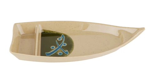 G.E.T - Traditional 10 oz 2-Compartment Boat Plate (12 Per Case) - 136-TD