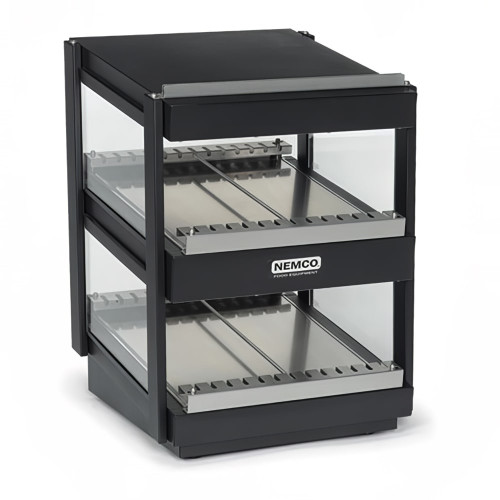 Nemco - 18" Black Slanted Dual Shelf Heated Merchandiser - 6480-18S-B