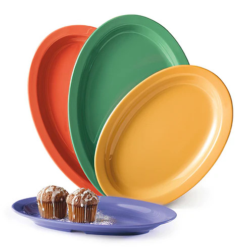 G.E.T - Creative Table 10" x 6.75" Mixed Oval Platters (24 Per Case) - OP-610-MIX