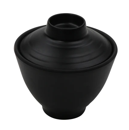 G.E.T - Nara 8 oz Black Round Bowl W/ Lid (12 Per Case) - B-95-BK