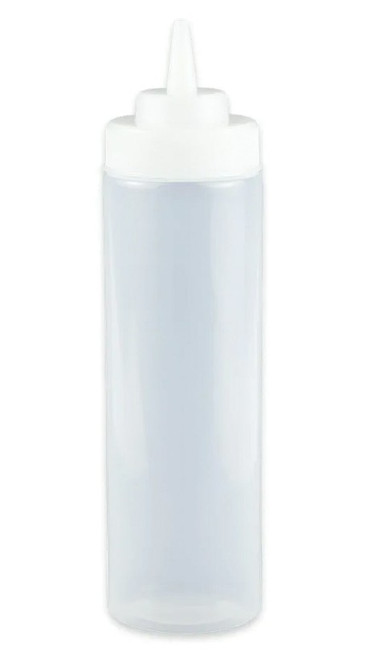 G.E.T - 24 oz Clear Wide Mouth Squeeze Bottle W/ Lid (24 Per Case) - SB-24-CL