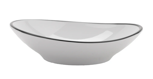 G.E.T - Settlement Bistro 6 oz White W/ Black Trim Shallow Bowl (48 Per Case) - B-60-W/BK