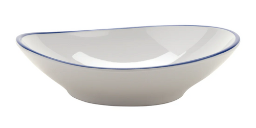 G.E.T - Settlement Bistro 6 oz White W/ Blue Trim Shallow Bowl (48 Per Case) - B-60-W/CB