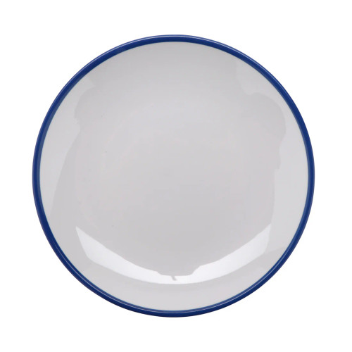 G.E.T - Settlement Bistro 8" White W/ Blue Trim Round Plate (48 Per Case) - CS-800-W/CB
