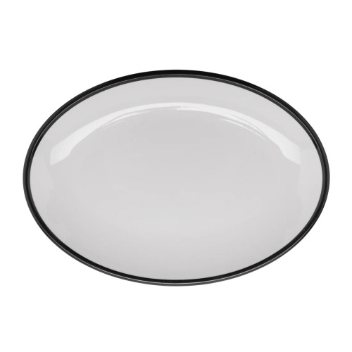 G.E.T - Settlement Bistro 12.25" x 9" White W/ Black Trim Oval Dinner Plate (12 Per Case) - OP-1291-W/BK