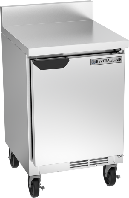 Beverage-Air - 20" Mobile Worktop Shallow Depth Refrigerator w/ 1 Solid Swing Door & Foamed-In Backsplash - WTR20HC-FIP