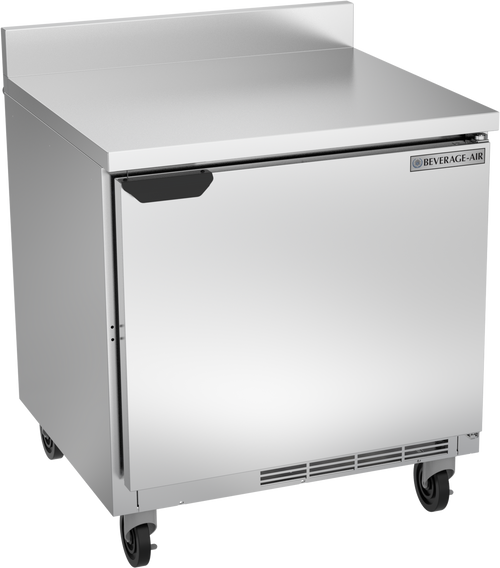 Beverage-Air - 32" Mobile Worktop Refrigerator w/ 1 Solid Swing Door & Foamed-In Backsplash - WTR32AHC-FIP