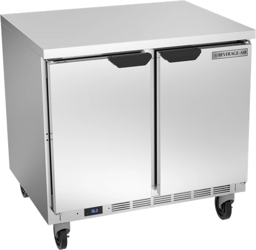 Beverage-Air - 36" Mobile Worktop Refrigerator w/ 2 Solid Swing Doors - WTR36AHC-FLT