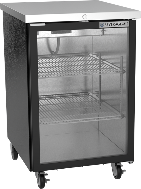 Beverage-Air - 24" Black Mobile Food Rated Back Bar w/ 1 Glass Swing Door - BB24HC-1-FG-B