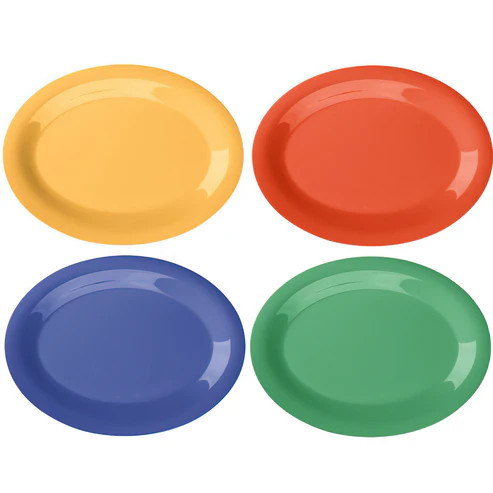 G.E.T - Diamond Mardi Gras 12" x 9" Mixed Colors Oval Platter (12 Per Case) - OP-120-MIX