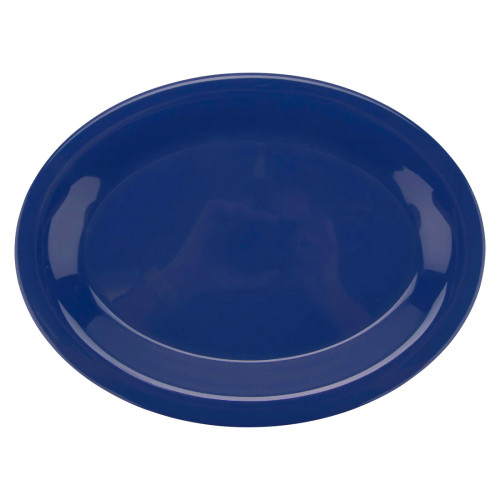 G.E.T - Diamond Mardi Gras 12" x 9" Peacock Blue Oval Platter (12 Per Case) - OP-120-PB