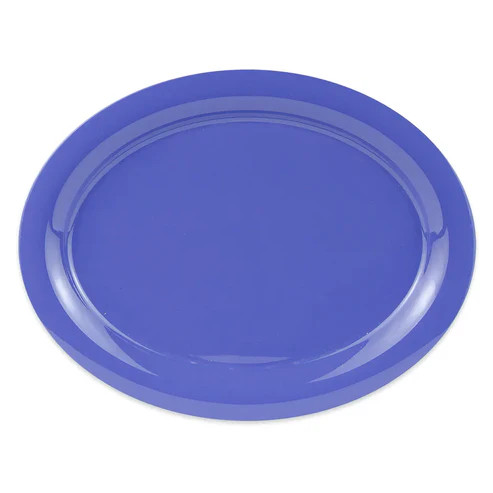 G.E.T - Diamond Mardi Gras 13.5" x 10.25" Peacock Blue Oval Platter (12 Per Case) - OP-135-PB
